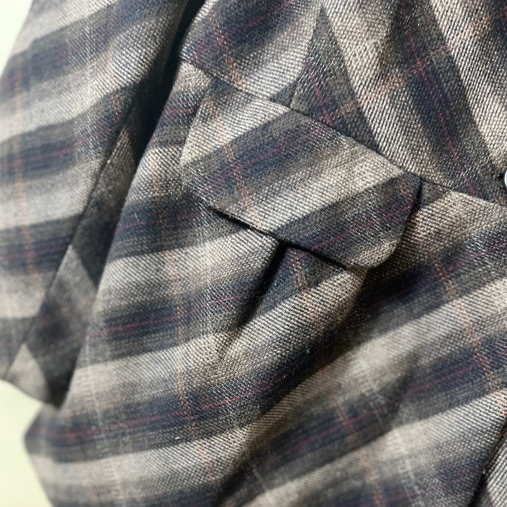 Banana Republic Wool Blend Striped Peplum Blazer Jacket Brown Grey Small S Retro - Picture 9 of 12